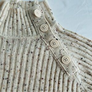 Vintage Y2K Tommy Jean Girls L Womens Small Mock Neck Ribbed Knit Beige Sweater